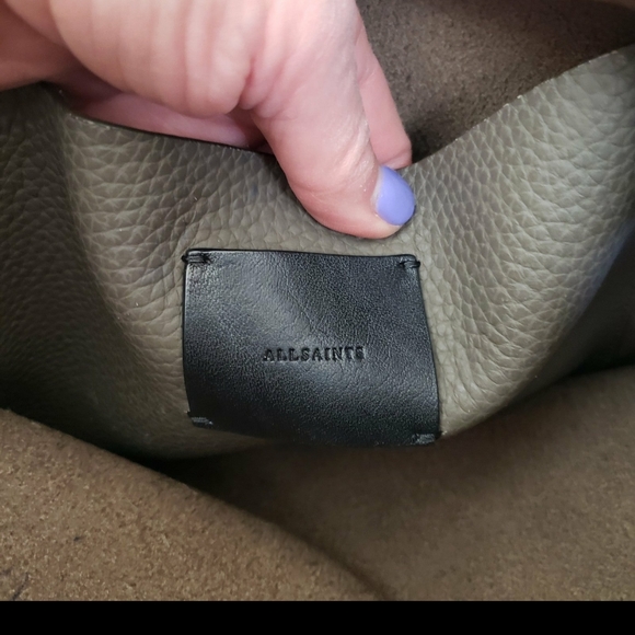 All Saints Mori Hobo Bag in Grey/Brown Leather - Picture 8 of 12